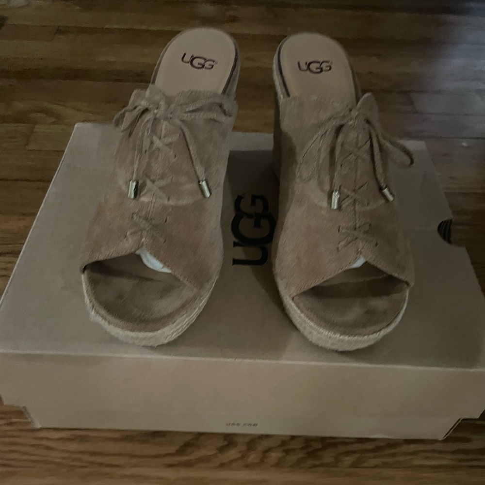 UGG Georgia Espadrille Wedge in Chestnut Size 7 in original box